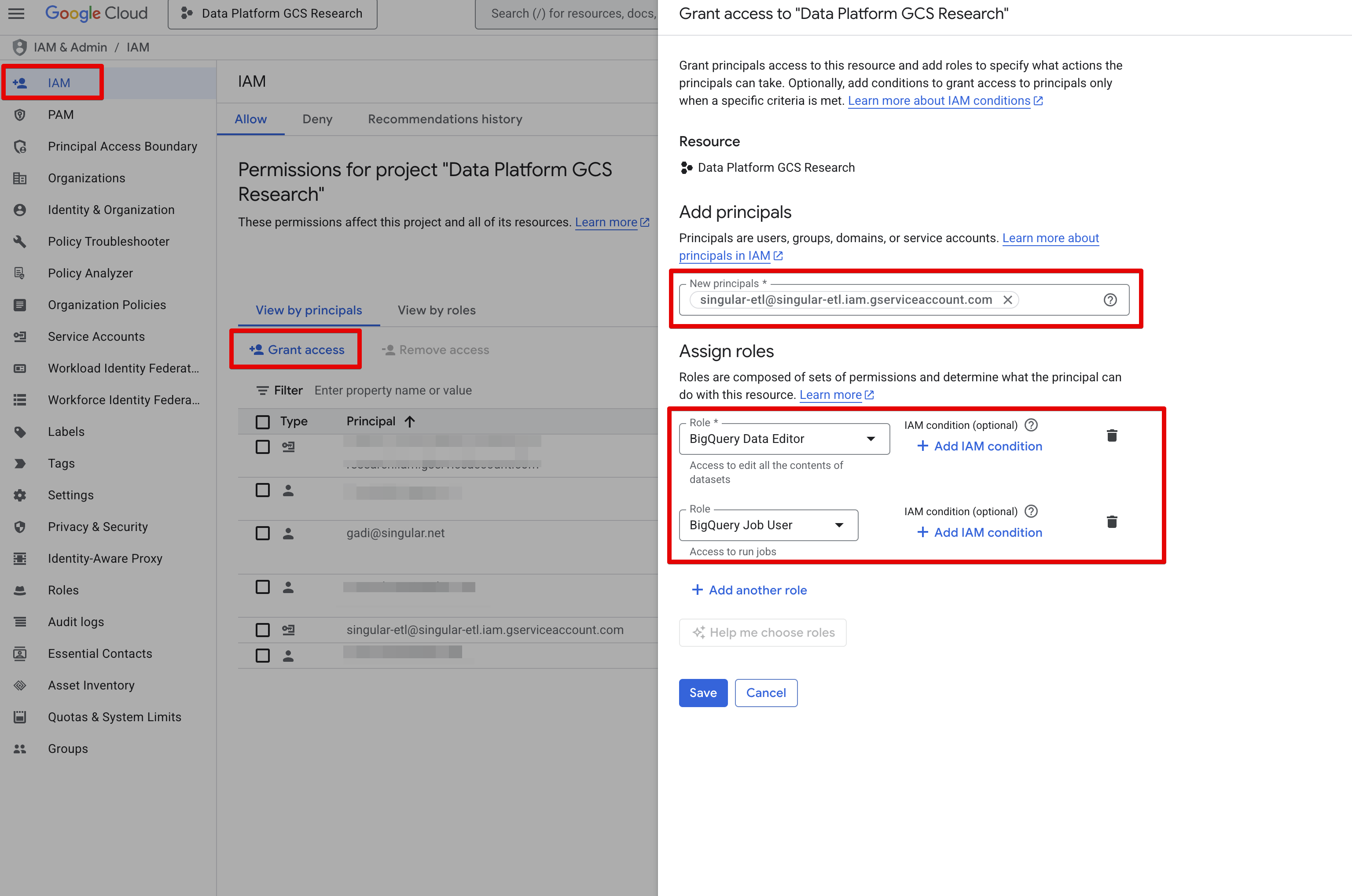 BigQuery IAM Permissions