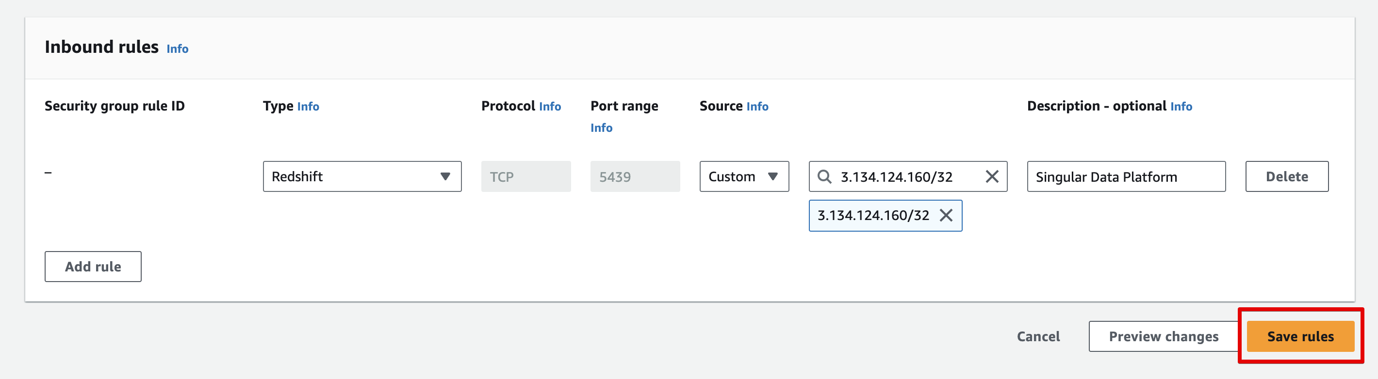 new inbound rules