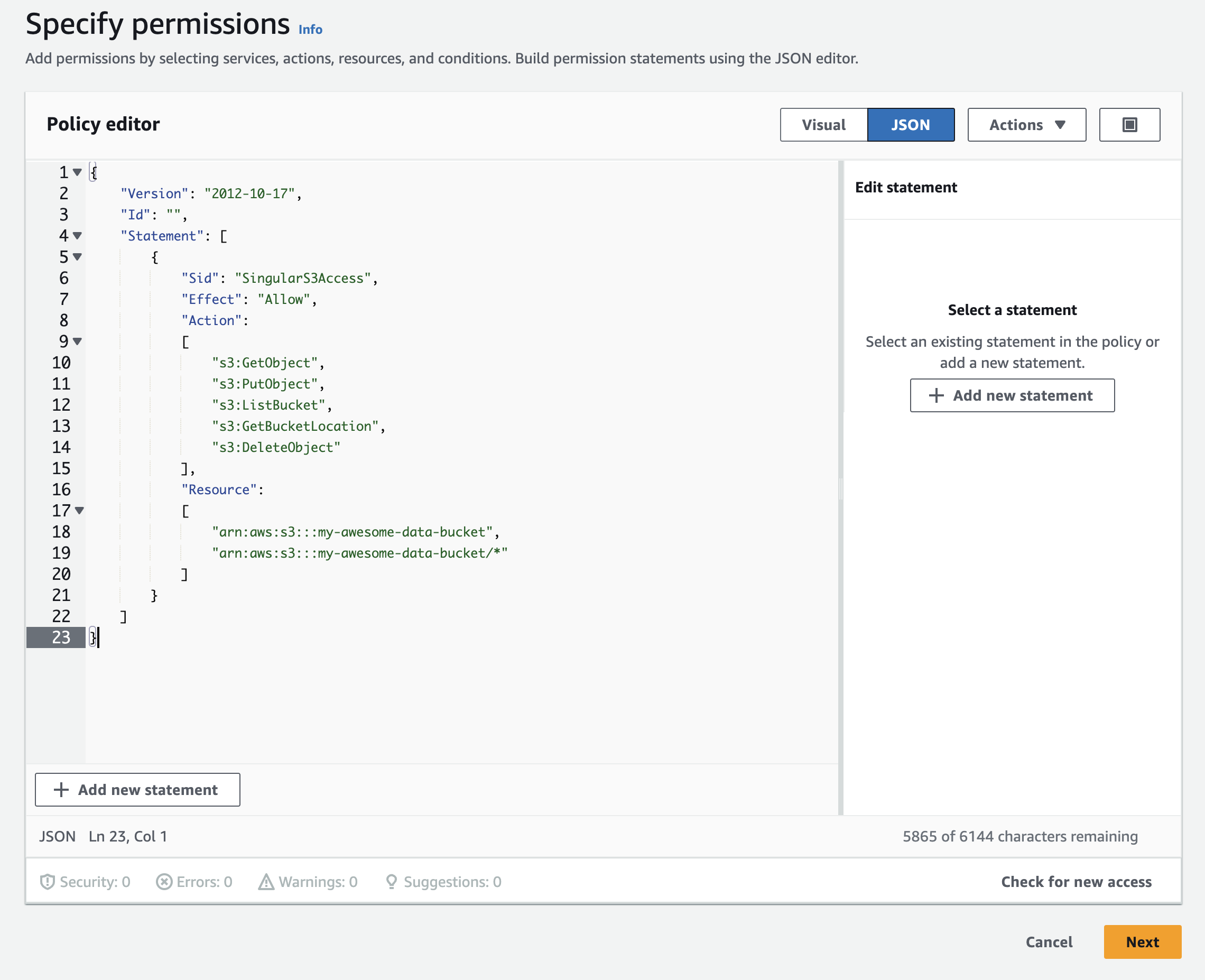 policy json